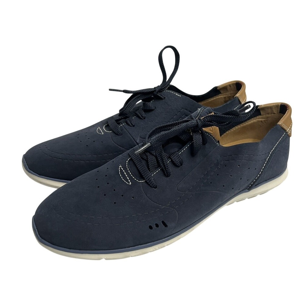 Hush Puppies Men Navy Suede Perforated Lace‎ Up Casual Shoes Size 12